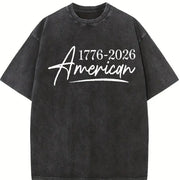 USA 1776-2026: Patriotic 250th Anniversary Independence Vintage Washed T-Shirt in Black