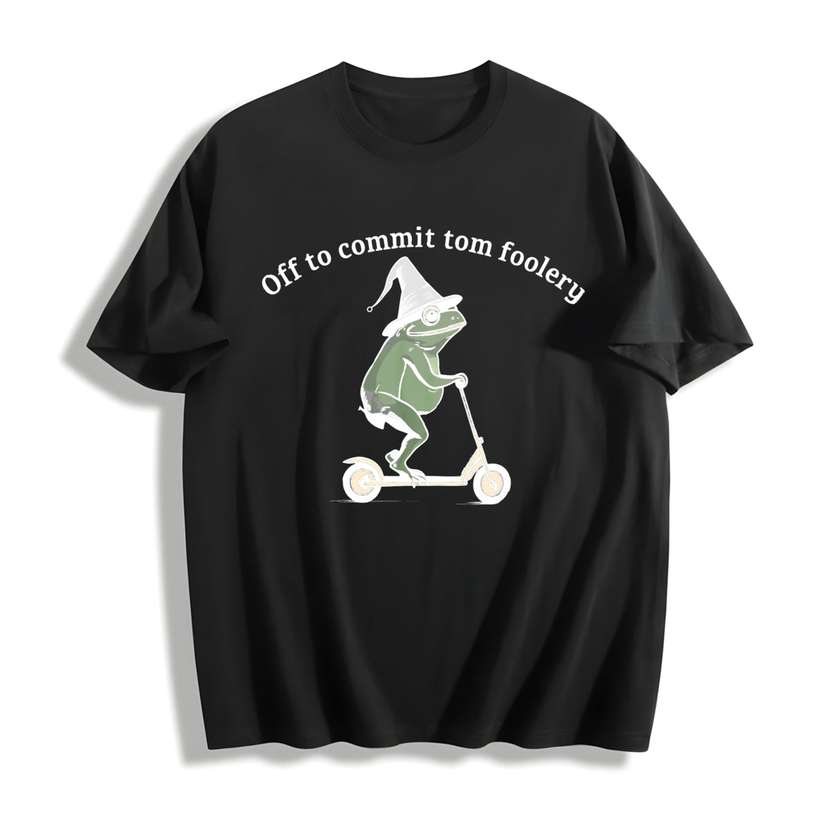 Off to Commit Tom Foolery Frog Cotton T-Shirt in Black