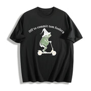 Off to Commit Tom Foolery Frog Cotton T-Shirt in Black