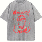 Vengeance Skull Vintage Washed T-Shirt in Gray