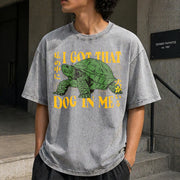 Turtle I Got That Dog in Me Vintage Washed T-Shirt in Gray
