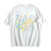 Wildflowers Botanical Floral Cotton T-Shirt in White