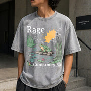 Rage Consumes Me Frog Vintage Washed T-Shirt in Gray