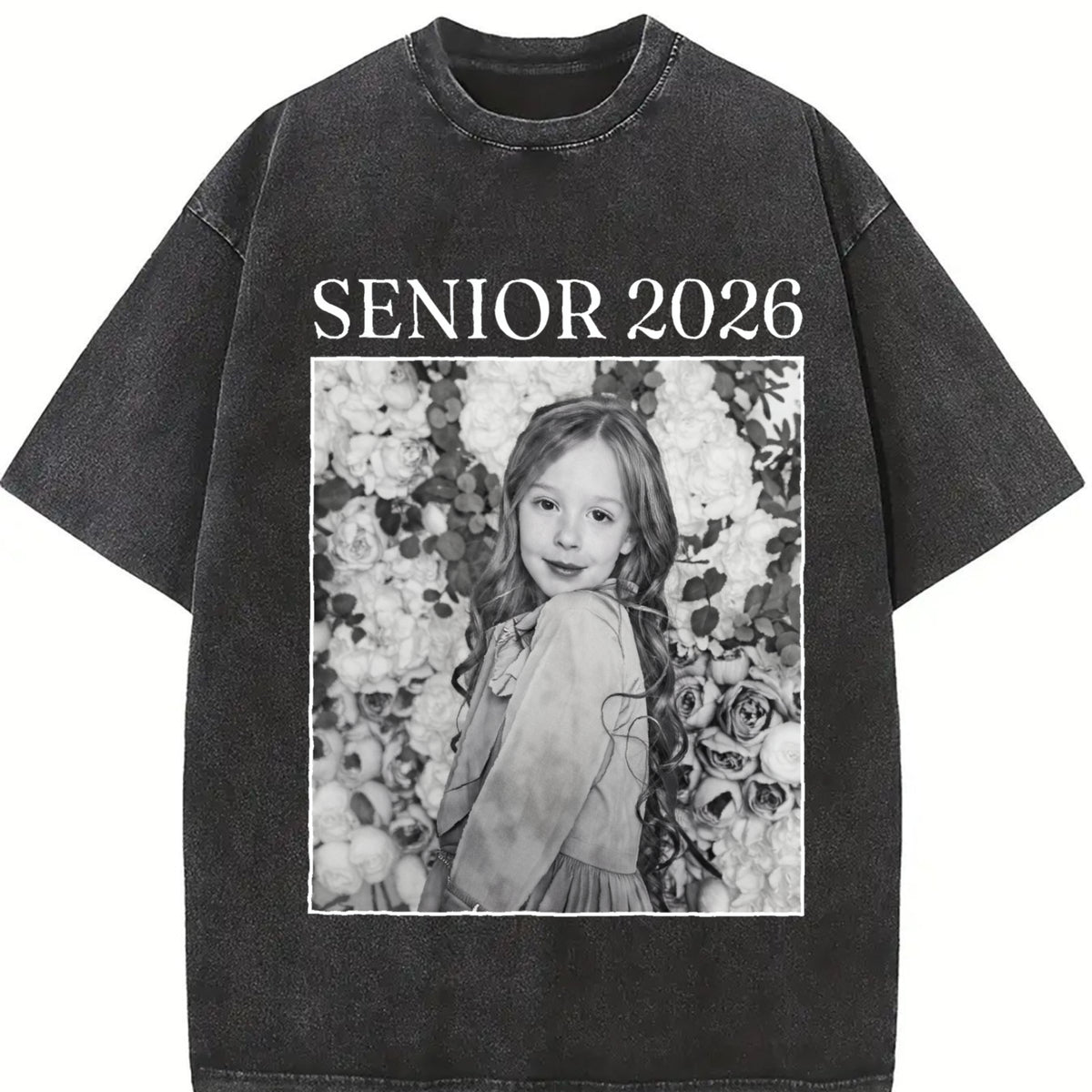 Personalised Senior 2026 Vintage Washed T-Shirt in Black