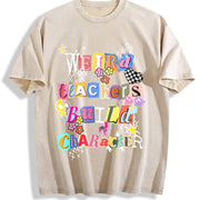 Weird Teachers Build Character Vintage Washed T-Shirt in Beige