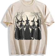Girls Will Be Girls Halloween Witches Vintage Washed T-Shirt in Beige