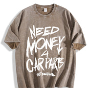 Retro Eye-catching Patterns Vintage Washed T-Shirt in Brown