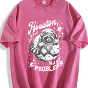 Houston I Have So Many Problems Vintage Washed T-Shirt in Red