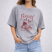 Fantasy Readers Society vintage washed oversized T-shirt in Gray