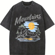 Mountains for Dad Friends Vintage Washed T-Shirt in Black