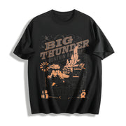 European and American Letter Cotton T-Shirt in Black