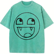 Epic Face Vampire Y2K Goth Emo Scene Tapout Affliction vintage washed oversized T-shirt in Blue