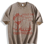 Retro Sarcastic Cat 90s Vintage Washed T-Shirt in Brown