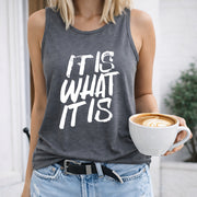 It Is What It Is Women's Color Cotton Tank Top in Gray
