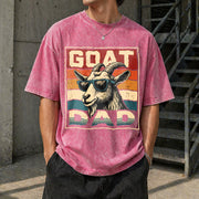 Goat Daddy Fathers Day for Dad Vintage Washed T-Shirt in Red
