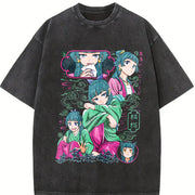 Anime The Apothecary Diaries Maomao Kawaii Harajuku vintage washed oversized T-shirt in Black