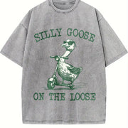 Silly Goose on the Loose Vintage Washed T-Shirt in Gray