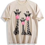 Cool Giraffe Trio Bubblegum vintage washed oversized T-shirt in Beige