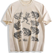 Frogs 90s Tattoo Retro ® Y2k Amphibian Vintage Washed T-Shirt in Beige