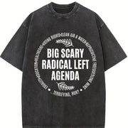 Radical Left Agenda Political Vintage Washed T-Shirt in Black
