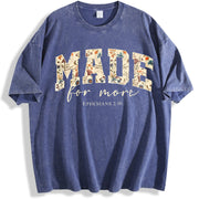 Bible Verse Cute Christian Jesus vintage washed oversized T-shirt in Blue