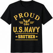 Personalized Proud Navy Cotton T-Shirt in Black