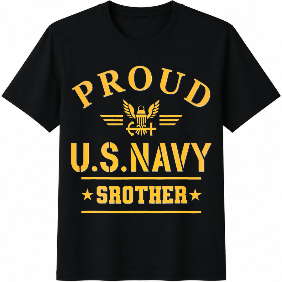 Personalized Proud Navy Cotton T-Shirt in Black