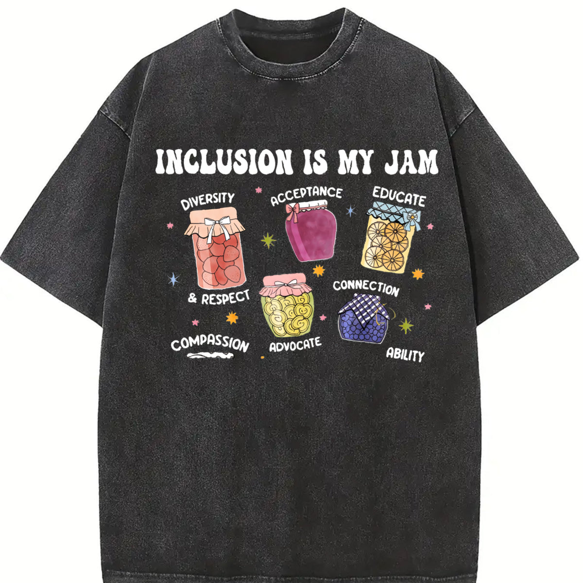 Inclusion Is My Jam Vintage Washed T-Shirt in Black