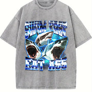 Swim Fast Eat A... Vintage Washed T-Shirt in Gray