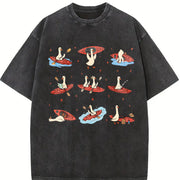 Silly Goose Kayaking Vintage Washed T-Shirt in Black