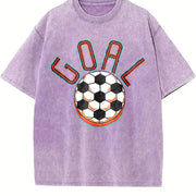 Goal Soccer Vintage Washed T-Shirt in Purple