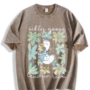 Silly Goose Teacher Club Vintage Washed T-Shirt in Brown
