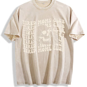 Tired Moms Club Mama Mothers Day vintage washed oversized T-shirt in Beige