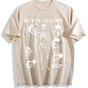 Anatomy Chart Human Body Diagram Vintage Washed T-Shirt in Beige