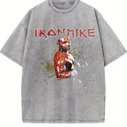 Iron Mike Old School Rock Band Retro Boxing Style Custom vintage washed oversized T-shirt in Gray