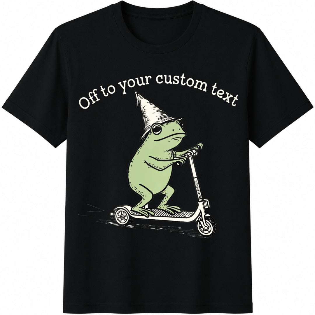 Custom Text Frog Teacher Back to School Custom Text Custom Cotton T-Shirt in Black