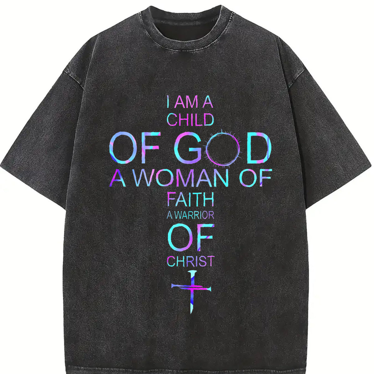 Christian Faith I Am a Child of God vintage washed oversized T-shirt in Black