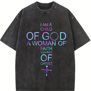 Christian Faith I Am a Child of God vintage washed oversized T-shirt in Black
