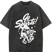 Retro Go Sports 90s Vintage Washed T-Shirt in Black