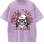 Thick Thighs and Sleep Deprived vintage washed oversized T-shirt in Purple