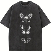 A Loose-fitting Short-sleeve for Made of Black Vintage Washed T-Shirt in Black