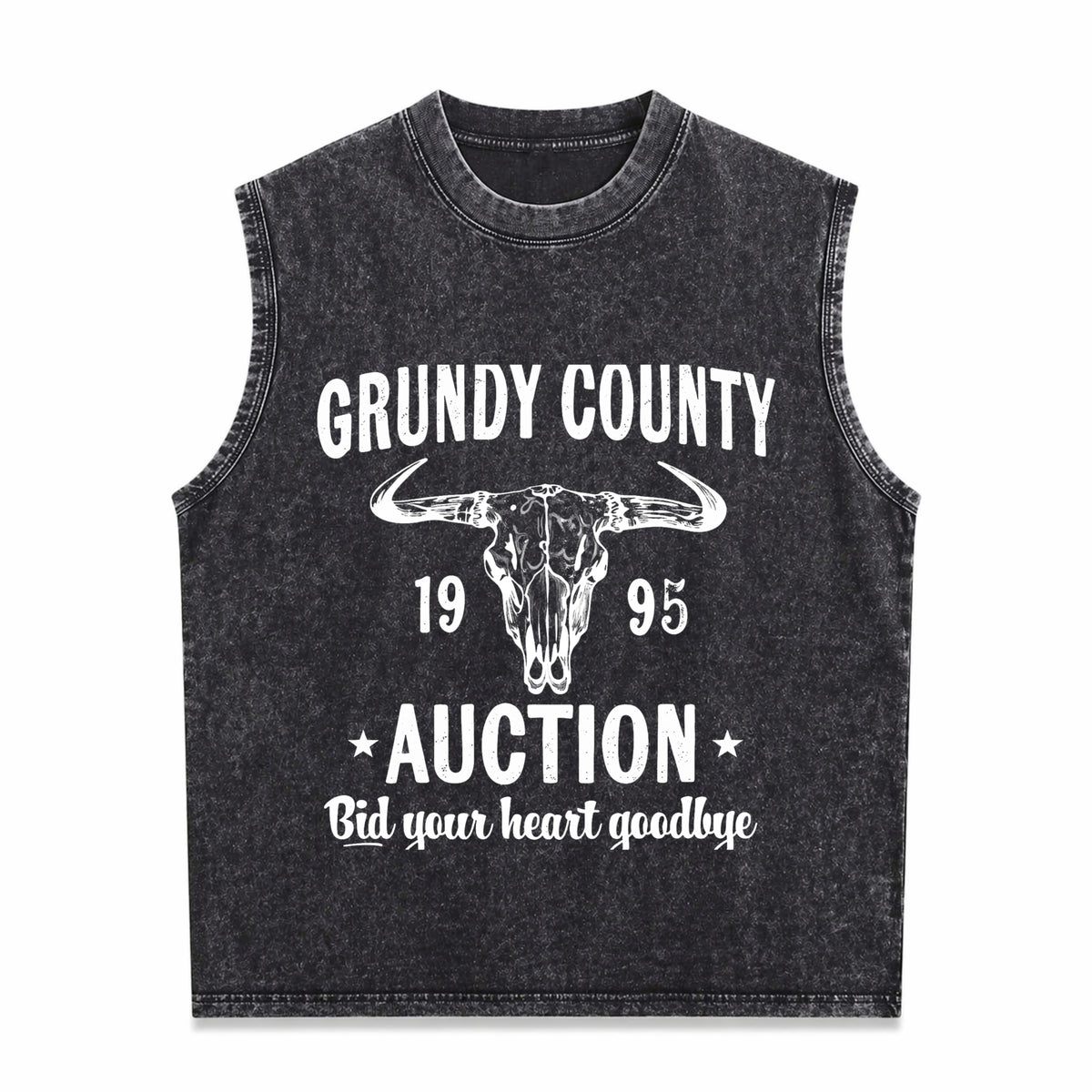 Grundy County Auction Inspired Concert Vintage Washed Tank Top in Black