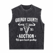 Grundy County Auction Inspired Concert Vintage Washed Tank Top in Black