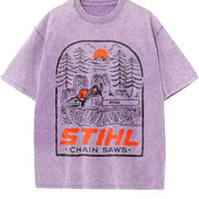 STIHL Chainsaw Forest Vintage Washed T-Shirt in Purple