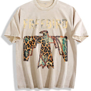 Free Bird Western Thunderbird Leopard vintage washed oversized T-shirt in Beige