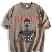 GOAT Skeleton Fire White Vintage Washed T-Shirt in Brown