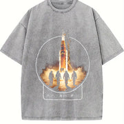 Artemis Rocket Launch Vintage Washed T-Shirt in Gray