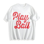 Play Ball Game Day Cotton T-Shirt in White