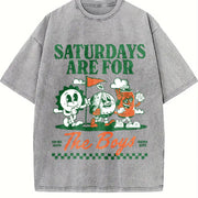 Saturdays Are for the Boys Golf Vintage Washed T-Shirt in Gray