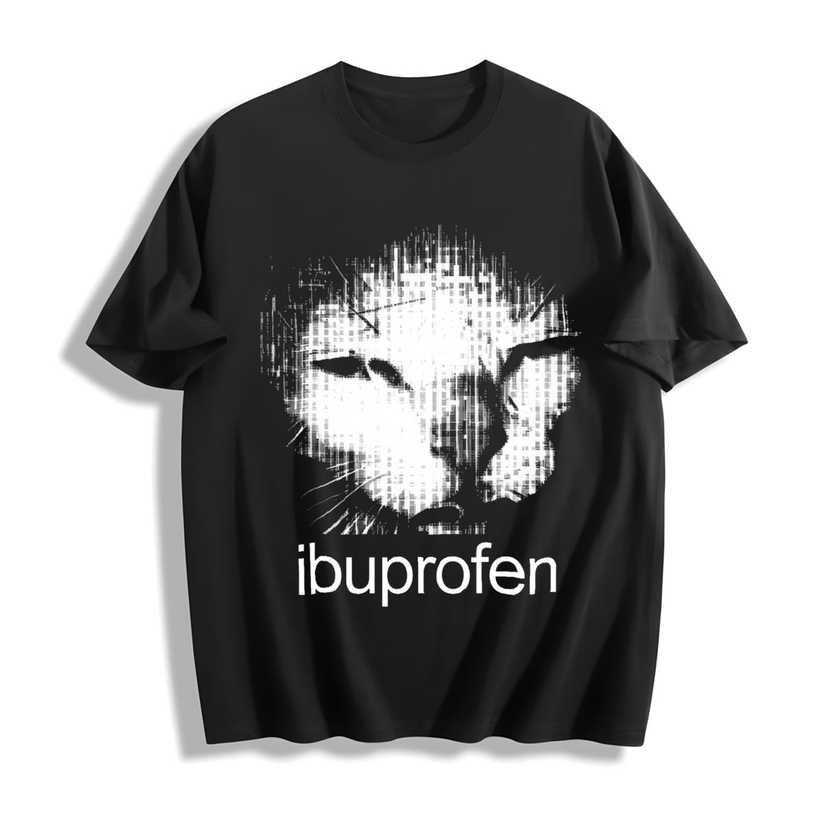 Premium Ibuprofen Cat Meme Cotton T-Shirt in Black